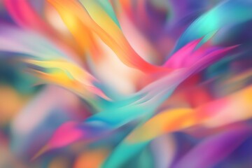Obraz premium A colorful, abstract painting with a rainbow of colors and a bird in the middle