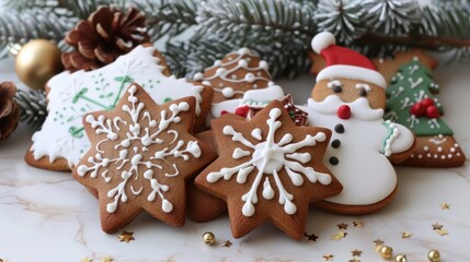 Gingerbread christmas snowflake star santa man tree cookie biscuit