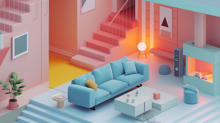 diseño de interiores isométrico 3d