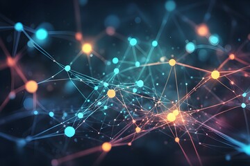 Obraz premium A colorful network of dots and lines that appear to be connected