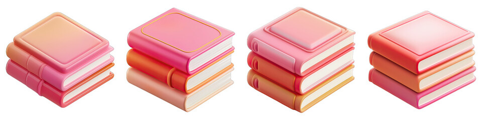 Books  isolated on transparent png background collection set . Generative ai