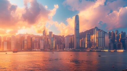 Hong Kong City Skyline and Architectural Landscape  - Powered by Adobe
