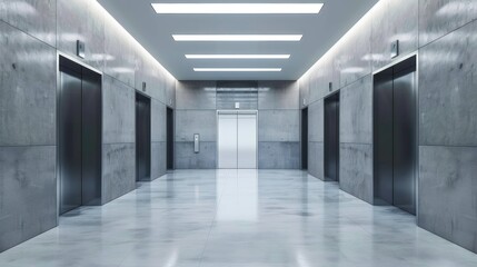 Indoor elevator hall of modern office building 