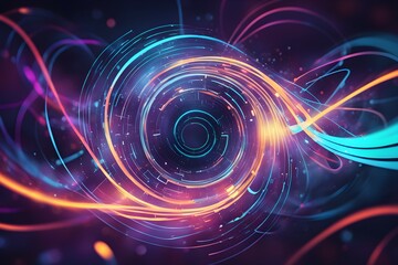 Obraz premium A colorful swirl of light and dark colors with a purple center