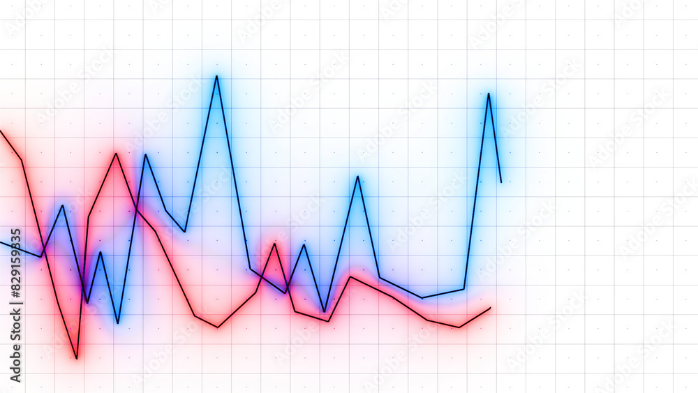 Aufkleber moving multicolored chart lines. design. animation of moving graph values with lines on business dia
