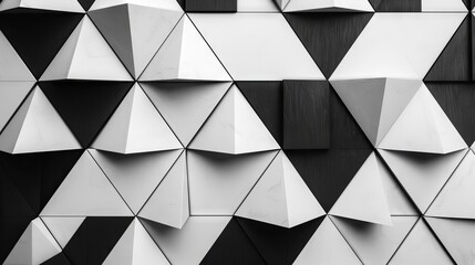 abstract black and white triangle pattern background with geometric shapes aigenerated 3d wallpaper render