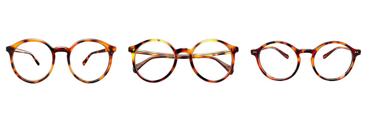 Librarians Glasses  isolated on transparent png background collection set . Generative ai