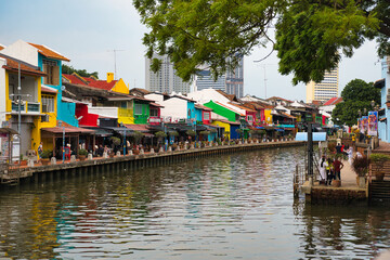 世界遺産　マラッカ川の風景　マレーシア・マラッカ　Melacca River, Malaysia