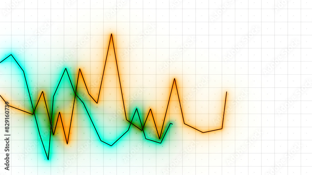 Aufkleber moving multicolored chart lines. design. animation of moving graph values with lines on business dia
