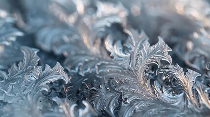 delicate ice crystals forming intricate patterns on a frosty surface captured in stunning macro photography
