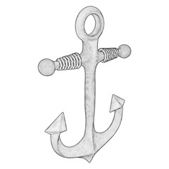 Antique Anchor Vector. Illustration Isolated On White Background.