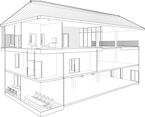 3D illustration of building project