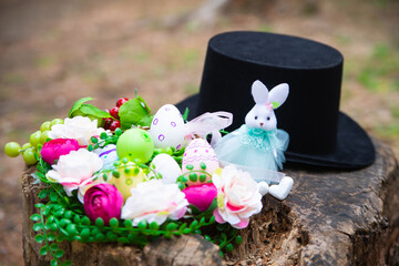 イースターエッグとウサギ