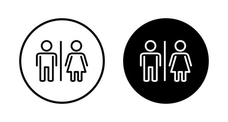 Toilet icon vector isolated on white background. Toilet sign. Man and woman restroom sign vector. Male and female icon