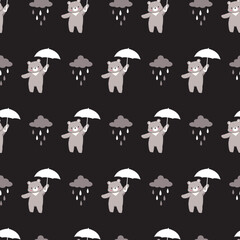 Rainy Bear Retreat Umbrella and Night Rain Drop © F-lin