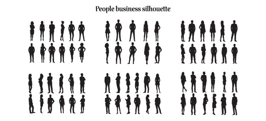Illustration vector set of business peoples silhouette art style.