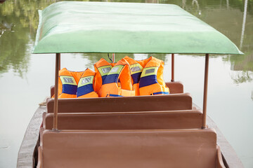 life jackets were placed in wooden boats. Safety on the water