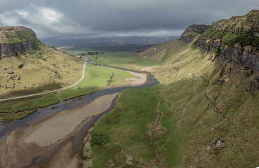 Farmland and the rivermouth of  Paturau, Mangarakau, Collingwood, Tasman, New Zealand.