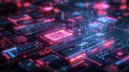 Futuristic data center with vibrant lights and advanced technology