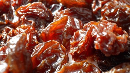 Each raisin, dark and glossy, exudes a rich sweetness through its wrinkled skin-a testament to...