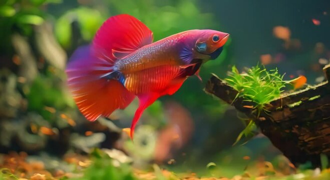 a betta fish in an aquarium