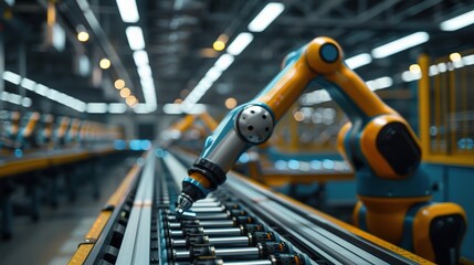 robots (cobots) working alongside human workers in a factory, promoting efficiency and safety in manufacturing operation