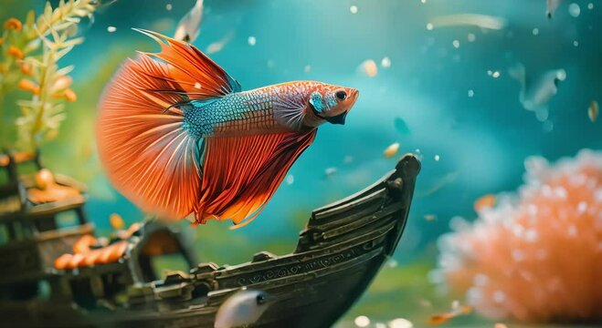 a betta fish in an aquarium