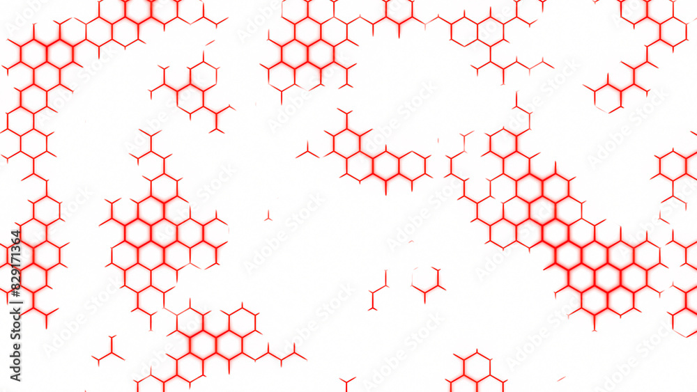 Poster abstract hexagonal background with moving light flares. design. technological background with holes 