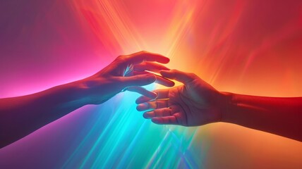 Hands bridge gap in a vibrant dance of color and form