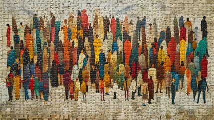 Vibrant Mosaic of Diverse Figures Symbolizing the Unity and Harmony of a Thriving Community