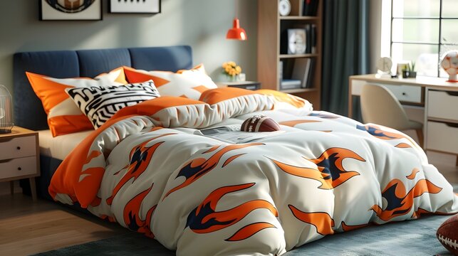 Vibrant Flamingle Football Pattern Bedding for Stylish Home Decor