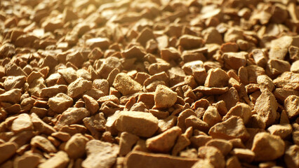 Freeze-dried coffee granules, bathed in warm light, flaunt their rugged, golden-brown contours....