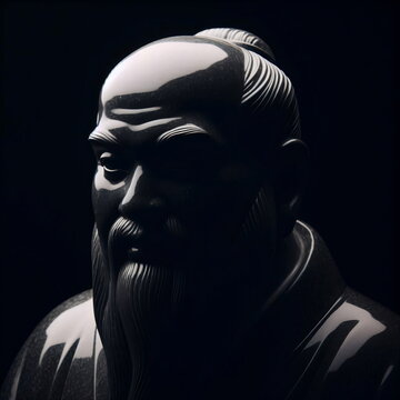 Ancient China in Stone. The Marble Sculpture of Zhuangzi. Generative AI