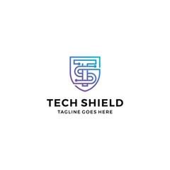 Security tech logo. letter monogram shield secure vector illustration 