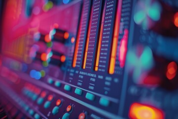 Naklejka premium Audio analysis clip of music graphic equalizers displayed on a stereo system s screen