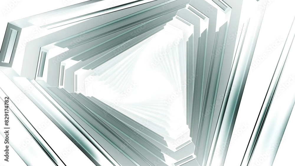 Poster movement in triangular cyber tunnel. motion. advancing cyber tunnel with triangles. cyber tunnel of 