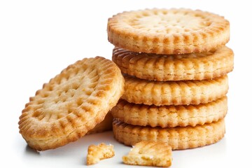 Biscuits and butter cookies on white background with clipping path no shadow
