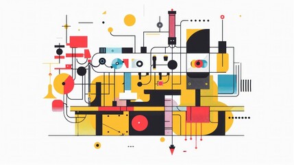 Fototapeta premium Colorful Abstract Architectural Design Inspired by Travel and Artistic Creativity for Business and Fashion Purposes