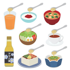 アマニ油のある生活のイラスト