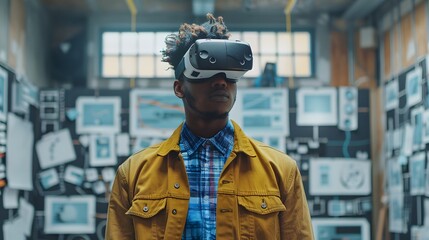 Student Engineer Using Virtual Reality Software for His Project.