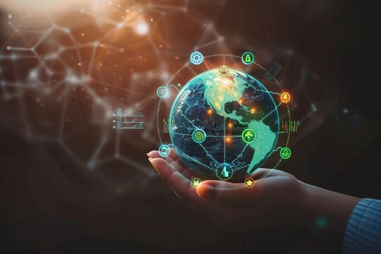 Eco-friendly earth, environmental saving with tree care planting and go green concept on volunteering hands for World environment day.