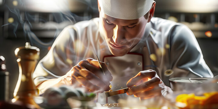 A chef meticulously measures ingredients for their latest culinary masterpiece, their concentration unwavering