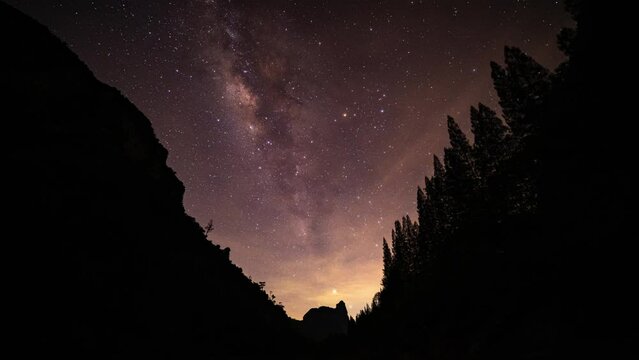 Time lapse Milky way galaxy stars Night to day Timelapse seen in Phangnga Thailand Beautiful Nature in the night sky