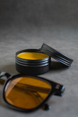 Yellow Clay Pomade Container Mock-up with Gray Background