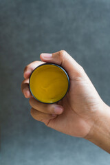 Yellow Clay Pomade Container Mock-up with Gray Background