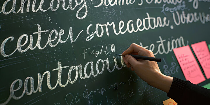 A teacher writes encouraging words on the blackboard, hoping to inspire their students to greatness