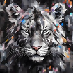Abstract mosaic wild tiger portrait	