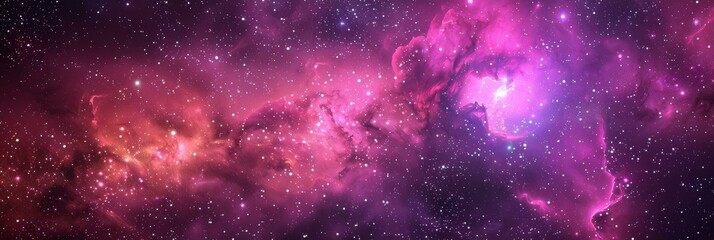 Fototapeta premium A galaxy background adorned with stunning pink and purple nebula formations, set against a sprawling backdrop of twinkling stars. Inspire cosmic creativity and storytelling.