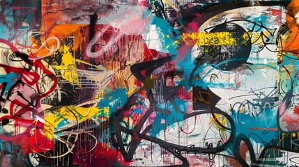 Abstract Oil Painting Background with Graffiti Style Elements and Rich Artistic Atmosphere, Perfect for Modern Art Displays and Creative Projects