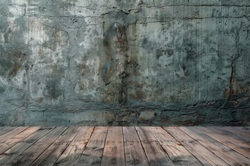 Concrete wall and wooden floor